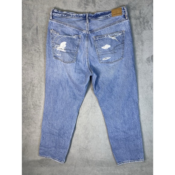 American Eagle Womens Jeans 8 Blue Ripped Denim Highest Rise 90s Boyfriend - Picture 2 of 9